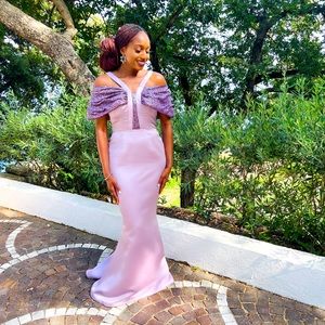 Custom made Purple sequined evening gown